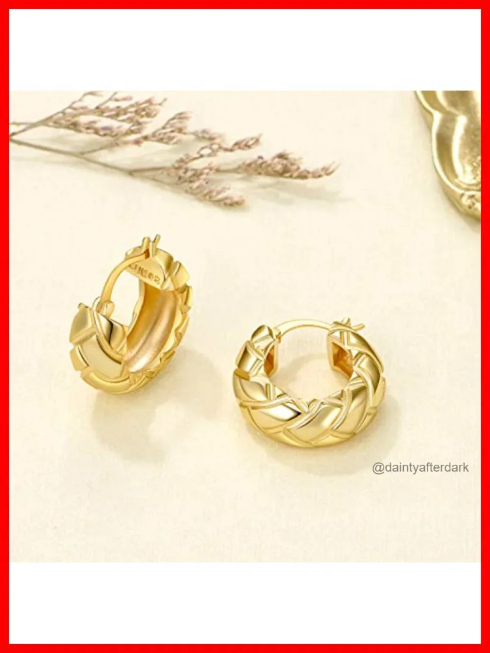 18K Gold Plated Chunky Hoop Earrings for Women Fashion Thick Gold Hoops Set